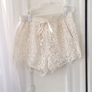 Floral white shorts